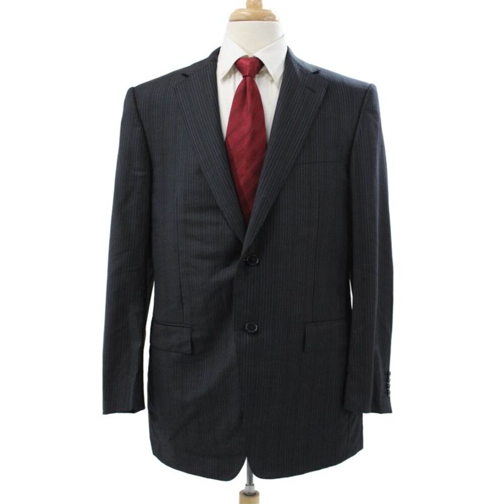 Ermenegildo Zegna Mens Gray Striped Wool Blazer Size 52